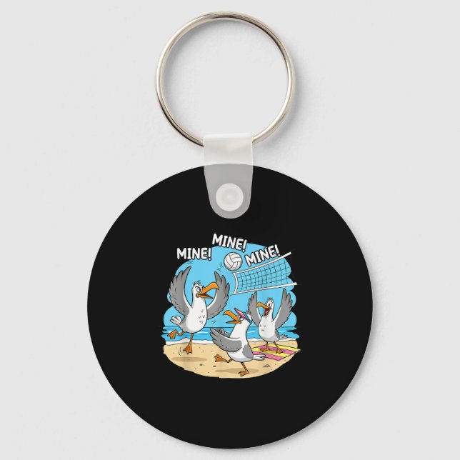 Funny Bird Playing Volleyball Mine Game Day Vibes  Key Ring (Front)