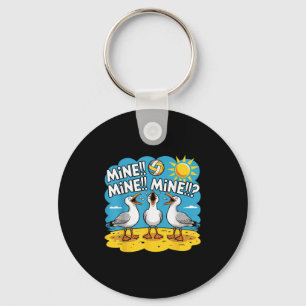 Funny Bird Playing Volleyball Mine Game Day Vibes Key Ring