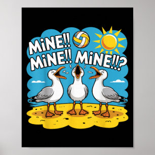 Funny Bird Playing Volleyball Mine Game Day Vibes  Poster