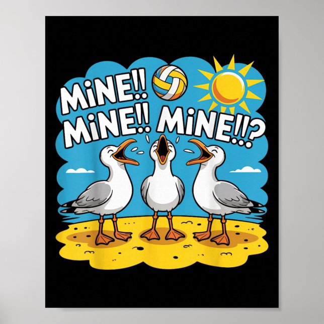 Funny Bird Playing Volleyball Mine Game Day Vibes  Poster (Front)