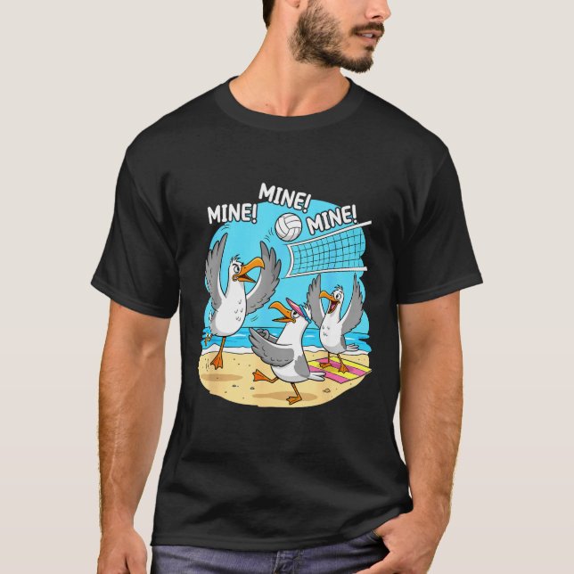 Funny Bird Playing Volleyball Mine Game Day Vibes  T-Shirt (Front)