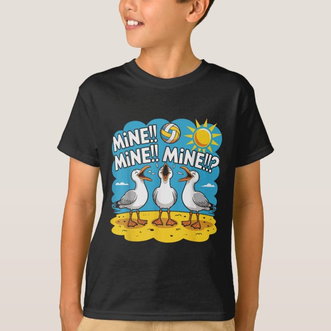 Funny Bird Playing Volleyball Mine Game Day Vibes  T-Shirt (Front)