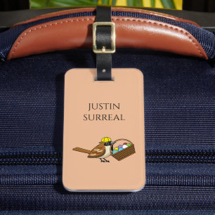 Funny Bird w Colourful Eggs Basket   Personalise Luggage Tag