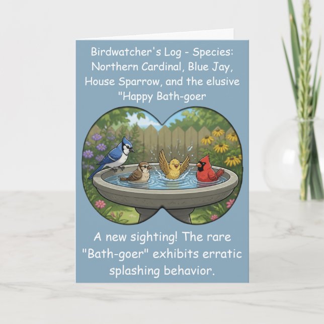 Funny Bird Watching Birthday Gift Idea Art Card (Front)