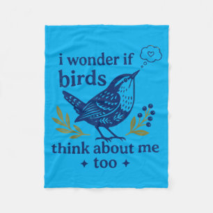 Funny Bird Watching Wonder If Birds Think About Fleece Blanket