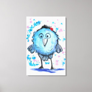 Funny Bird - Watercolor Canvas Print
