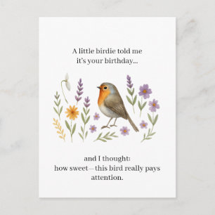 Funny Birdie Birthday Quote   Sarcastic Gossip  Holiday Postcard