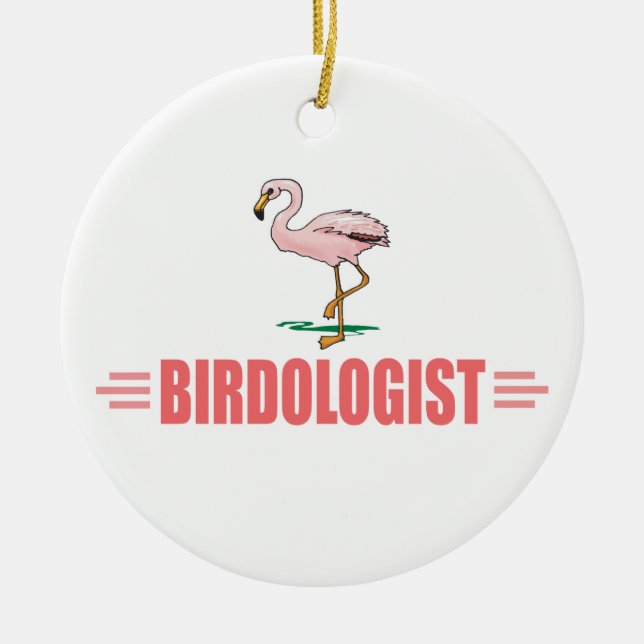 Funny Birding Flamingo Ceramic Tree Decoration (Front)
