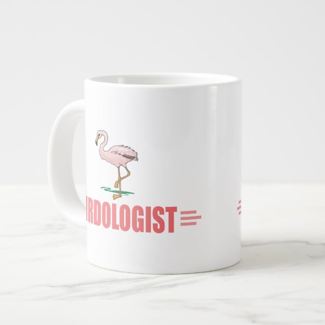 Funny Birding Flamingo Large Coffee Mug (Front Left)