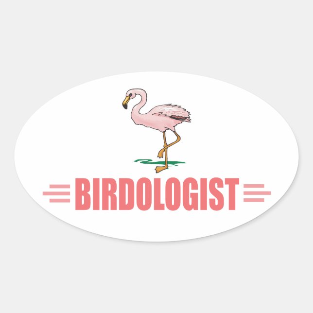 Funny Birding Flamingo Oval Sticker (Front)