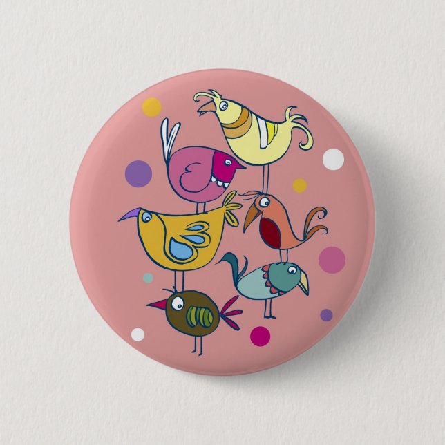 Funny birds 6 cm round badge (Front)
