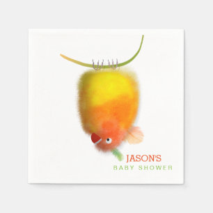 Funny birds Baby Shower paper napkin. Napkin