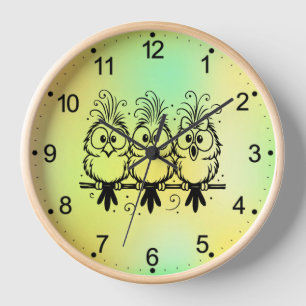 Funny Birds Cartoon-56456 Clock