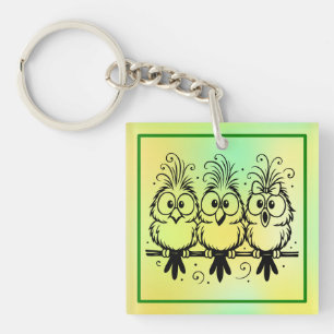 Funny Birds Cartoon-56456 Key Ring