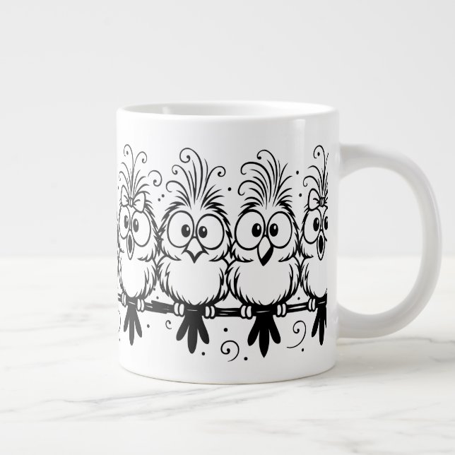 Funny Birds Cartoon-56456 Large Coffee Mug (Right)