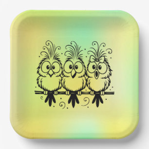 Funny Birds Cartoon-56456 Paper Plate