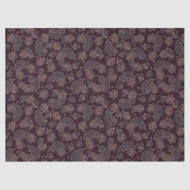 Funny Birds Gold Line on Dark Brown Tissue Paper (Front)