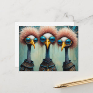 Funny Birds in Sweaters Postcard