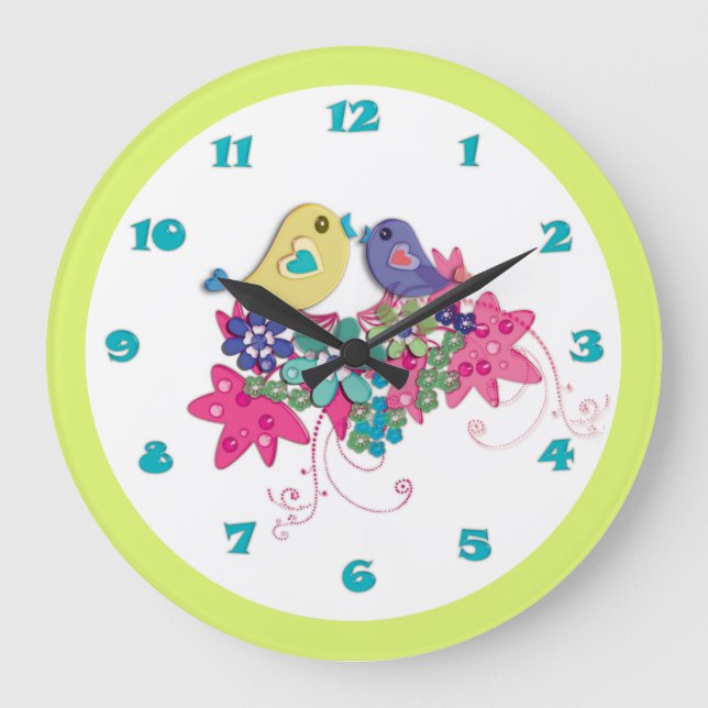 Funny birds large clock (Front)
