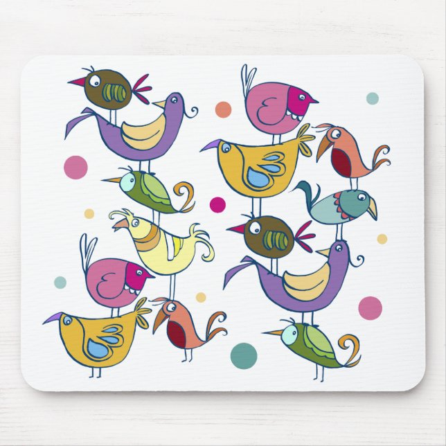 Funny birds mouse mat (Front)