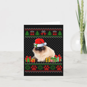 Funny Birman Cat Santa Hat Ugly Christmas Sweater  Card