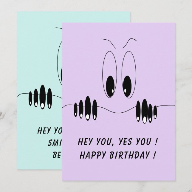 Funny Birthady Card Funny Curiosity Eyes Your Text (Front/Back)