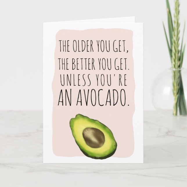 Funny birthday avocado watercolor illustration card (Front)