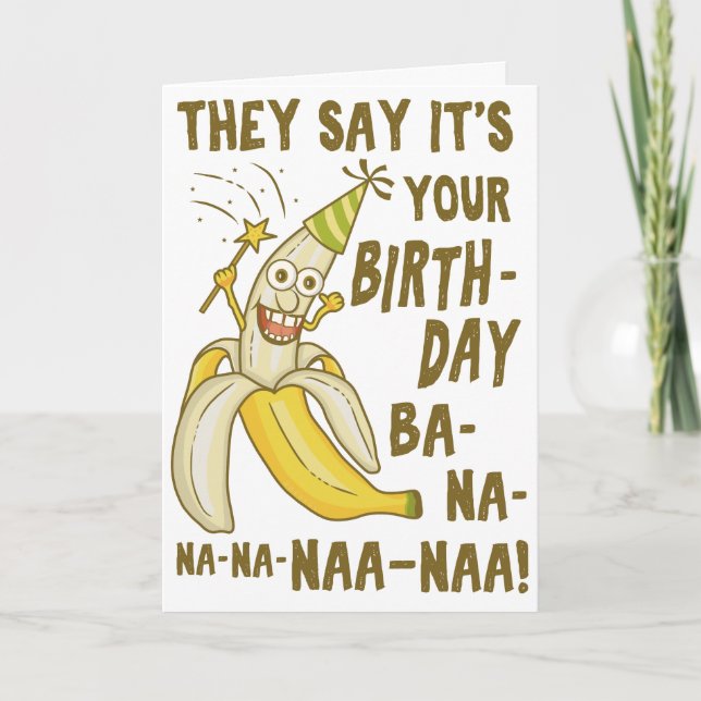 Funny Birthday Banana Cartoon Humour Unique Card (Front)