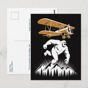 Funny Birthday Bigfoot Vintage Airplane Custom Postcard