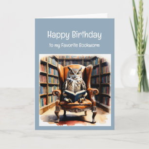 Funny Birthday Bookworm Wise Owl Humour Holiday Card