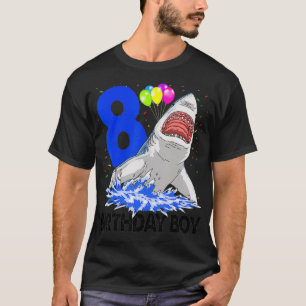 Funny Birthday Boy 8 Shark Tee  Women Celebration 