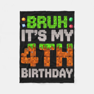 Funny Birthday Boy Bruh It's My 4th Birthday Gamer Fleece Blanket