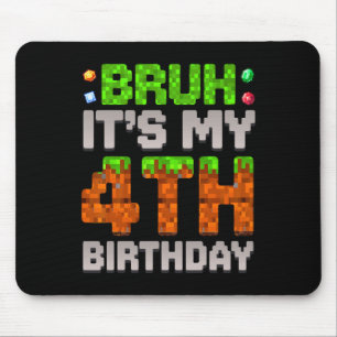 Funny Birthday Boy Bruh It's My 4th Birthday Gamer Mouse Mat