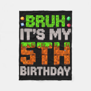 Funny Birthday Boy Bruh It's My 5th Birthday Gamer Fleece Blanket