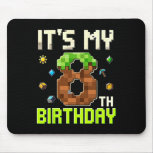 Funny Birthday Boy It's My 8th Birthday Gamer Pixe Mouse Mat