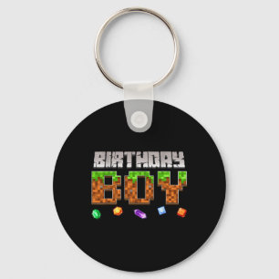 Funny Birthday Boy Video Game Pixel Gamer Boy Kids Key Ring