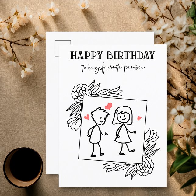 Funny Birthday Boyfriend To My Favourite Person Postcard (Creator Uploaded)