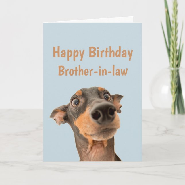 Funny Birthday Brother-in-law Shocked Dog Animal Card (Front)