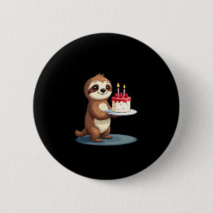 Funny Birthday Cake with Sloth Costume for Boys an 6 Cm Round Badge