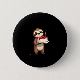 Funny Birthday Cake with Sloth Costume for Boys an 6 Cm Round Badge