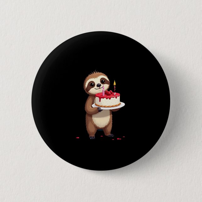 Funny Birthday Cake with Sloth Costume for Boys an 6 Cm Round Badge (Front)