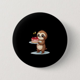 Funny Birthday Cake with Sloth Costume for Boys an 6 Cm Round Badge