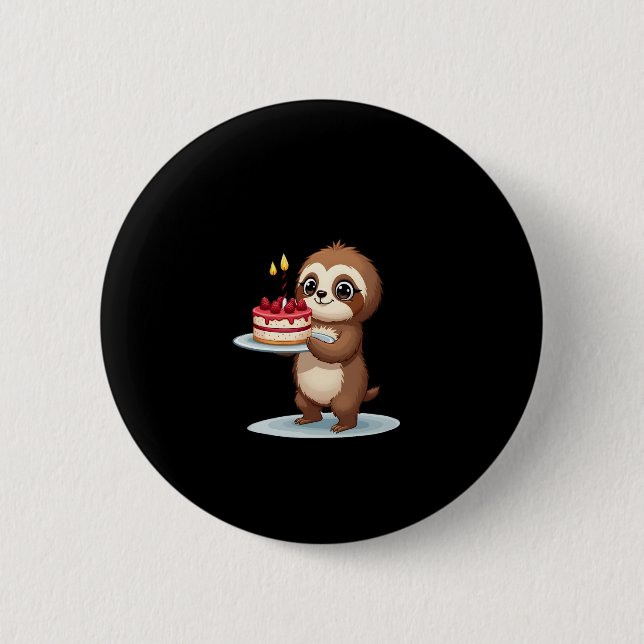 Funny Birthday Cake with Sloth Costume for Boys an 6 Cm Round Badge (Front)