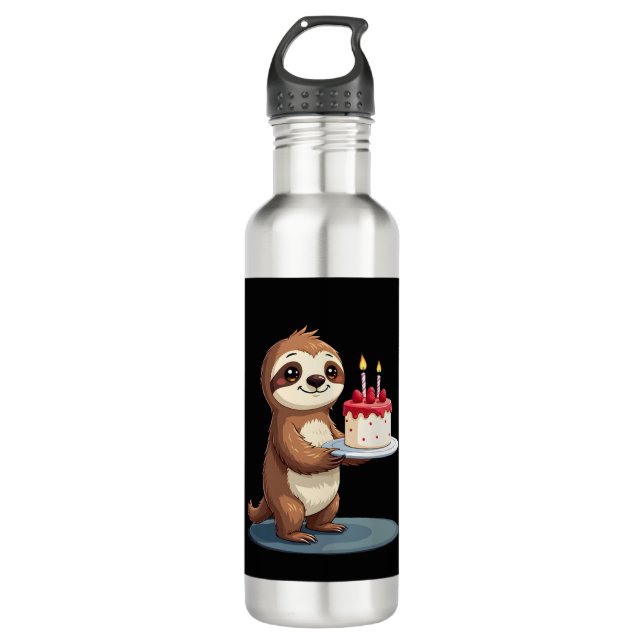 Funny Birthday Cake with Sloth Costume for Boys an 710 Ml Water Bottle (Front)