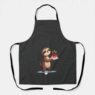 Funny Birthday Cake with Sloth Costume for Boys an Apron
