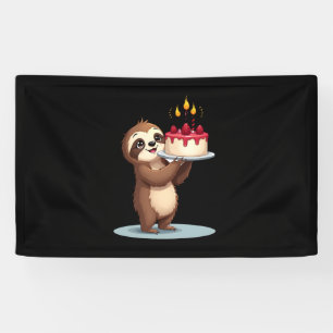 Funny Birthday Cake with Sloth Costume for Boys an Banner