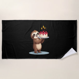 Funny Birthday Cake with Sloth Costume for Boys an Beach Towel