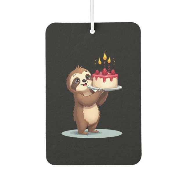 Funny Birthday Cake with Sloth Costume for Boys an Car Air Freshener (Front)