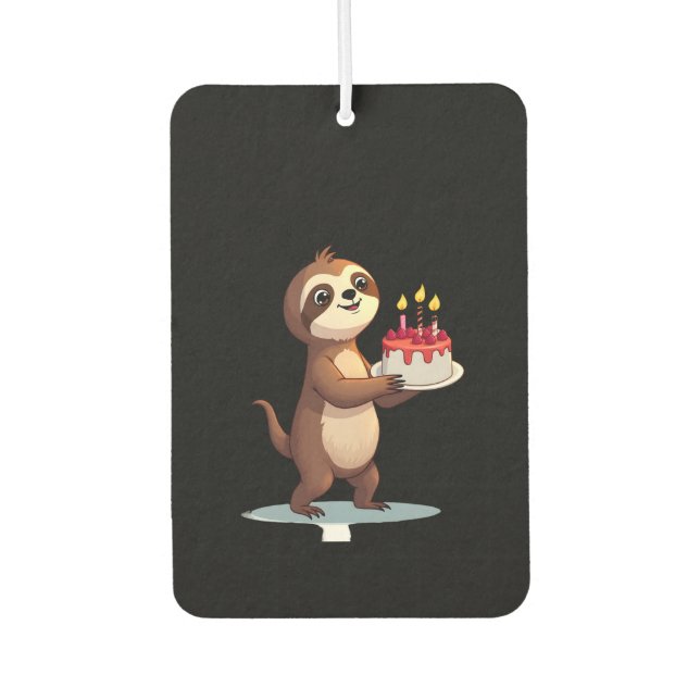 Funny Birthday Cake with Sloth Costume for Boys an Car Air Freshener (Front)