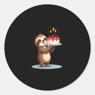 Funny Birthday Cake with Sloth Costume for Boys an Classic Round Sticker